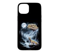 Custodia per iPhone 15 Plus Gecko leopardo che ulula alla luna anni '90 retrò
