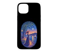 Custodia per iPhone 15 Plus Georges Seurat Ispirato Pointillist Moonlit Riverside Woman