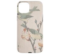Custodia per iPhone 15 Plus Giapponese Art Birds Occhi bianchi su un ramo di pesco