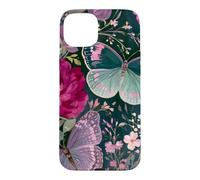 Custodia per iPhone 15 Plus Giardino fiorito di farfalle