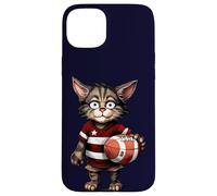 Custodia per iPhone 15 Plus Giocatore di rugby gatto
