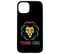 Custodia per iPhone 15 Plus Giovane re africano Lion Boy Black History Month Ragazzi africani