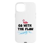 Custodia per iPhone 15 Plus Go With the Flow Pink Flamingo Beach Vacation Summer Vibes