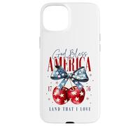 Custodia per iPhone 15 Plus God Bless America 1776 Terra che amo Backprint