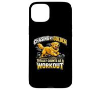 Custodia per iPhone 15 Plus Golden Retriever Workout Humor per cane, mamma, papà