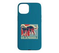 Custodia per iPhone 15 Plus Goldendoodle Pop Art Ritratto Doodle mamma papà amante dei cani arte