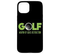 Custodia per iPhone 15 Plus Golf divertente erba distruzione con pallina da golf grafica