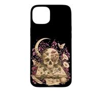 Custodia per iPhone 15 Plus Gothic Botanical Skull Moon Grimoire Dark Academia Book Love