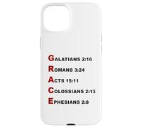 Custodia per iPhone 15 Plus GRACE Acrostic - 5 Christian Faith Bible Verse Scriptures