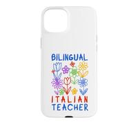 Custodia per iPhone 15 Plus Grafica Bilingue Insegnante Italiano Floreale Classroom
