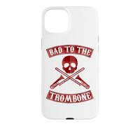 Custodia per iPhone 15 Plus Grafica con teschio Bad To The Trombone Pun