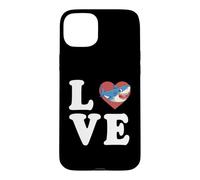 Custodia per iPhone 15 Plus Grafica Shark Love Spelled Out With Heart
