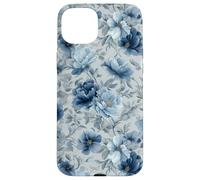 Custodia per iPhone 15 Plus Gray And Blue Flower Lover Cute Girly Navy Floral Nature