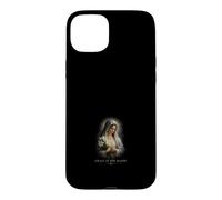 Custodia per iPhone 15 Plus Grazia nelle sue mani Vergine Maria Gigli Arte Cattolica