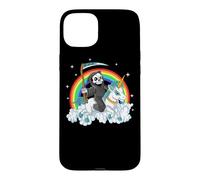 Custodia per iPhone 15 Plus Grim Reaper Riding Unicorn | Aesthetic Pastel Goth Girls