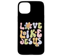 Custodia per iPhone 15 Plus Groovy Love Like Jesus Religious God Christian Graphic