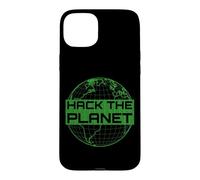 Custodia per iPhone 15 Plus Hack the Planet T-Shirt - Design verde per computer hacker