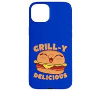 Custodia per iPhone 15 Plus Happy Kawaii Burger Foodie alla griglia