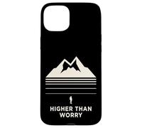 Custodia per iPhone 15 Plus Higher Than Worry montagna silhouette escursionista