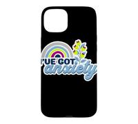 Custodia per iPhone 15 Plus Ho l'ansia Citazione divertente e ansiosa arcobaleno floreale