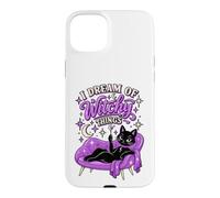 Custodia per iPhone 15 Plus I Dream of Witchy Things Gatto Nero Strega Halloween
