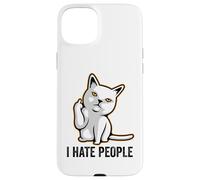 Custodia per iPhone 15 Plus I Hate People Sign,Funny Cat Giving the Finger Flipping Off