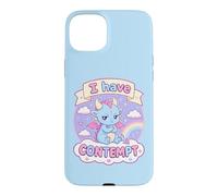 Custodia per iPhone 15 Plus I Have Contempt - Simpatico drago kawaii sarcastico, arte dell'umore blu