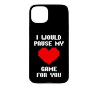 Custodia per iPhone 15 Plus I Would Pause My Game For You Cuore Pixelato Amore Giocatori