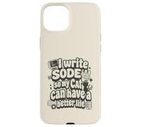 Custodia per iPhone 15 Plus I write code so my cat can have a better life funny geek