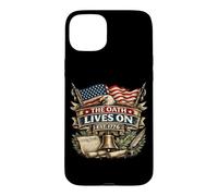 Custodia per iPhone 15 Plus Il giuramento vive su Est 1776 Veteran Service Patriot USA Flags