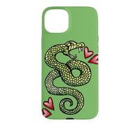 Custodia per iPhone 15 Plus Illustrazione del serpente che colpisce il tatuaggio del serpente che sibila verde