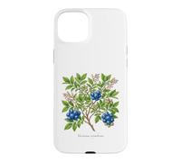 Custodia per iPhone 15 Plus Illustrazione della pianta del mirtillo Vaccinium corymbosum