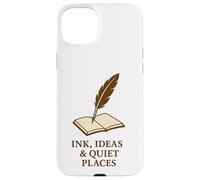 Custodia per iPhone 15 Plus Inchiostro, idee e luoghi tranquilli - Libro penna d'oca