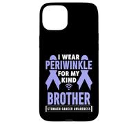 Custodia per iPhone 15 Plus Indosso la pervinca per la consapevolezza del cancro allo stomaco di mio fratello