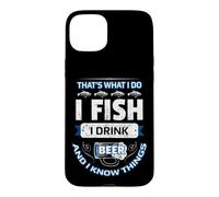 Custodia per iPhone 15 Plus Io Pesco, Bevo Birra e So Cose Divertenti Pescando Vintage