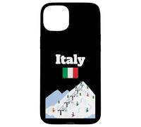 Custodia per iPhone 15 Plus Italia, sci, viaggio, souvenir, sci, amante dello sci, bandiera italiana