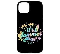 Custodia per iPhone 15 Plus It's Summer Time - Palma color pastello Tie Dye Beach Surf