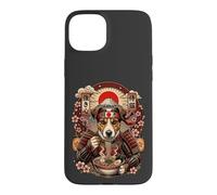 Custodia per iPhone 15 Plus Jack Russel Terrier Ramen Kawaii Giappone Samurai Grafica Cane