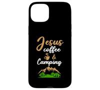 Custodia per iPhone 15 Plus Jesus Coffee And Camping Cafeine Barista Camp Lover