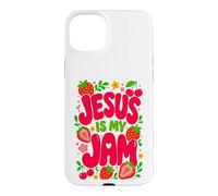 Custodia per iPhone 15 Plus Jesus is My Jam Cute Christian Strawberry Faith