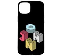 Custodia per iPhone 15 Plus John First Given Retro nome isometrico blocco lettere