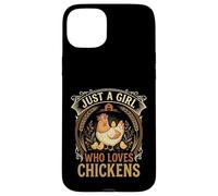 Custodia per iPhone 15 Plus Just A Girl Who Loves Chickens Floral Farmhouse Barn