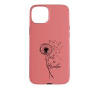 Custodia per iPhone 15 Plus Just Breathe Dandelion Butterfly Inspirational Boho Floral