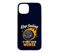 Custodia per iPhone 15 Plus Keep Smiling It Only Gets Worse Funny Meteor Citazione