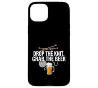 Custodia per iPhone 15 Plus Knitter Craft Beer Drinker Drop The Knit Grab The Beer