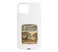 Custodia per iPhone 15 Plus Komodo Dragon Beach Retro Indonesia Viaggio