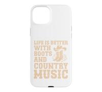 Custodia per iPhone 15 Plus La vita è migliore con stivali e musica country cowboy occidentale
