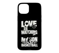 Custodia per iPhone 15 Plus L'amore sta guardando mio figlio giocare a basket