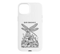 Custodia per iPhone 15 Plus Libro Libellula Drago Volante Libro Lettore Insetti Libri