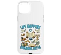 Custodia per iPhone 15 Plus Life Happens Shabbos aiuta gli ebrei divertenti